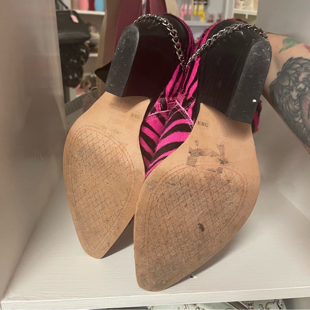Jessica Simpson Fuchsia Zebra Ankle Boots - Picture 5 of 5